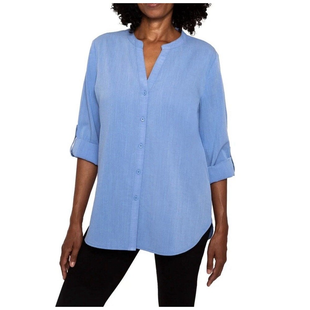 Mario Serrani Blue Women's Button Front Shirt XXL NWT